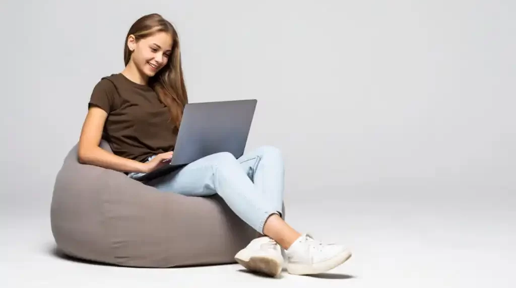 girl sitting on bean bag