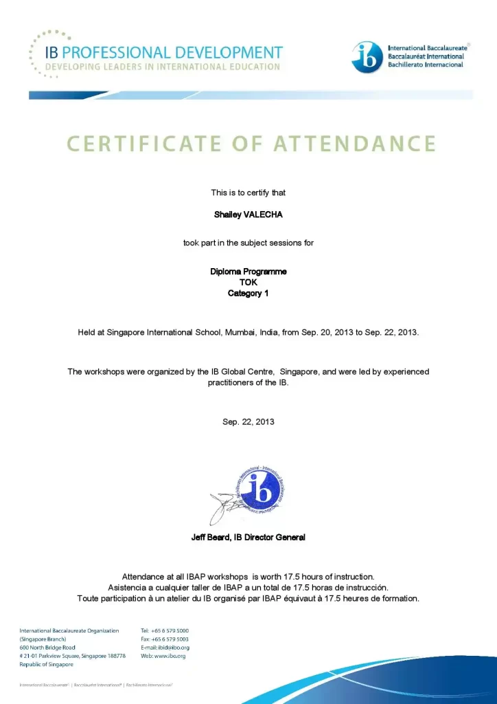 attendance certificate